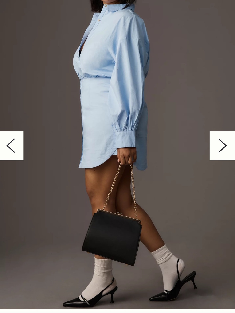 Maeve Women’s Sky Blue Long Sleeve Poplin Mini Shirt Dress. Size 3X